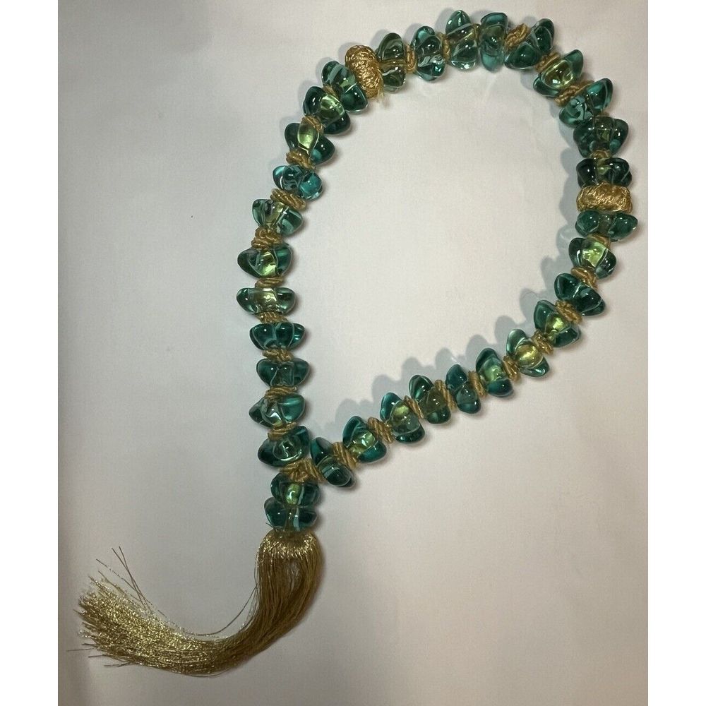 Chunky Glass Bead Necklace with Rope-Like Tassel | Statement Jewelry